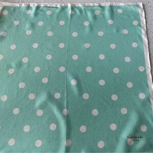 Kate Spade NWOT Teal & White Polka Dot Silk Scarf 20x20